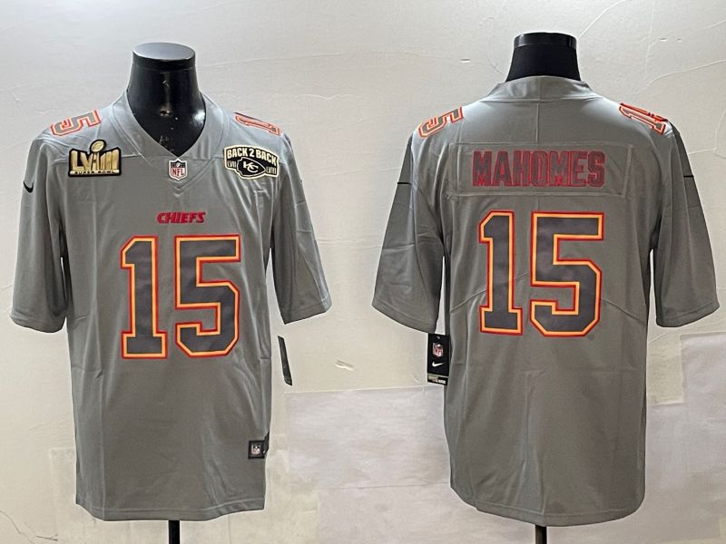 Men Kansas City Chiefs #15 Mahomes Grey 2025 Nike Vapor Limited NFL Jersey style 2105->kansas city chiefs->NFL Jersey